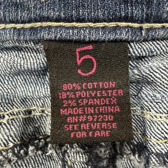 Almost Famous Womens 5 Rhinestone Flap Pocket Distressed Skinny Jeans Blue Denim - Picture 10 of 13